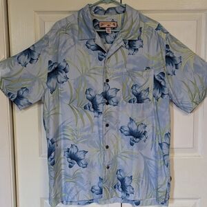 Caribbean Joe Light Blue Floral Button Down Shirt